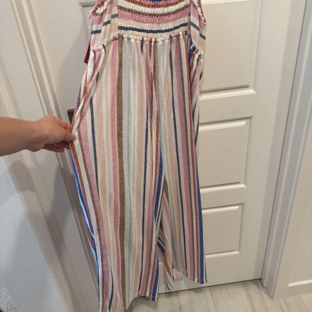 Xhilaration Cropped Multi Color‎ Striped Jumpsuit Size Large - Picture 6 of 9
